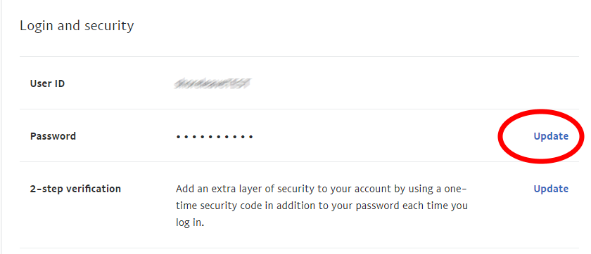 PayPal login and security screen